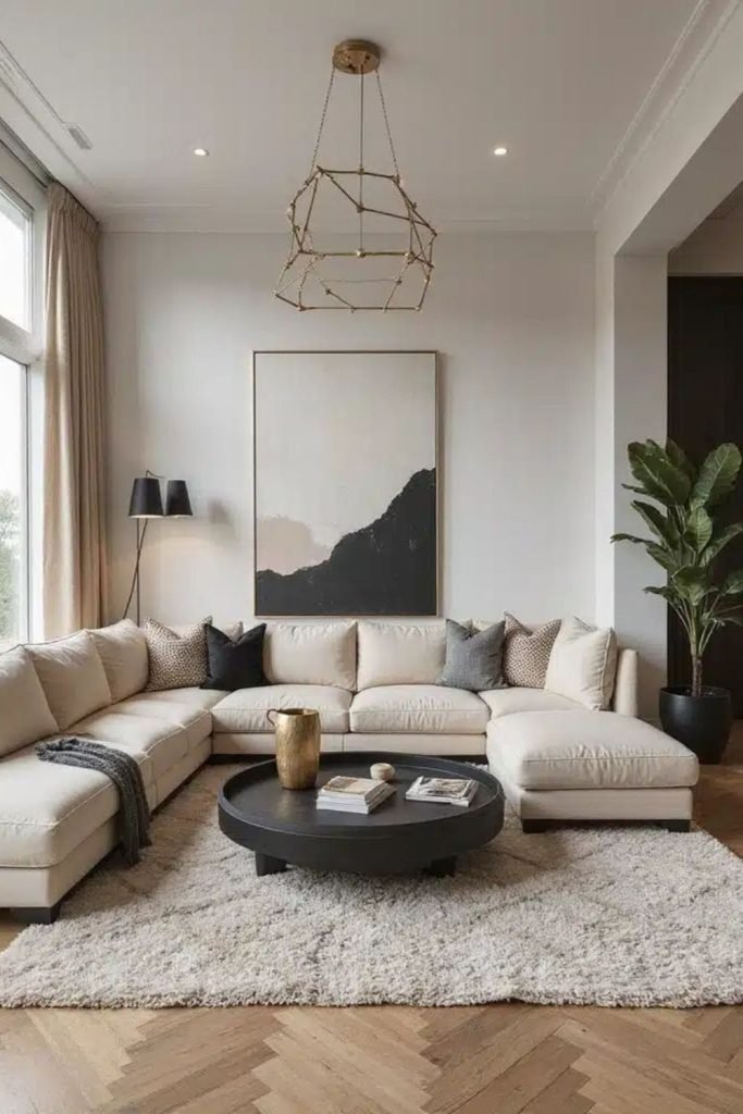 Beige Walls Black Seating