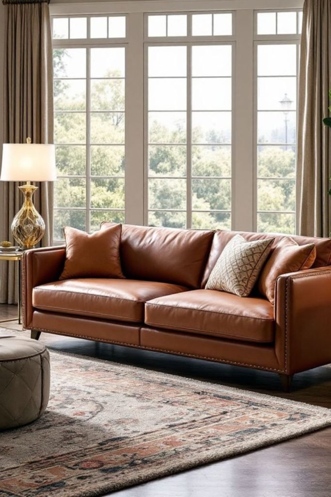 Brown Couch Sunroom