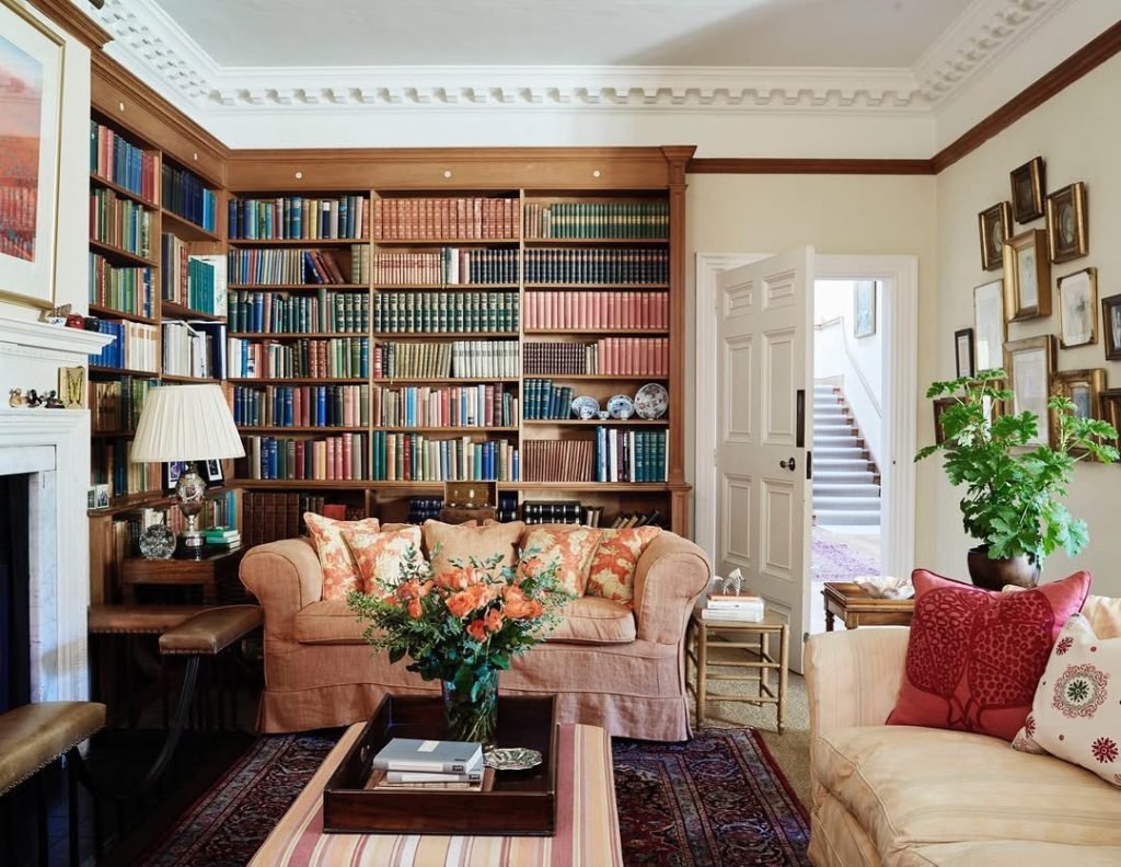 Built-in Wood Bookshelves