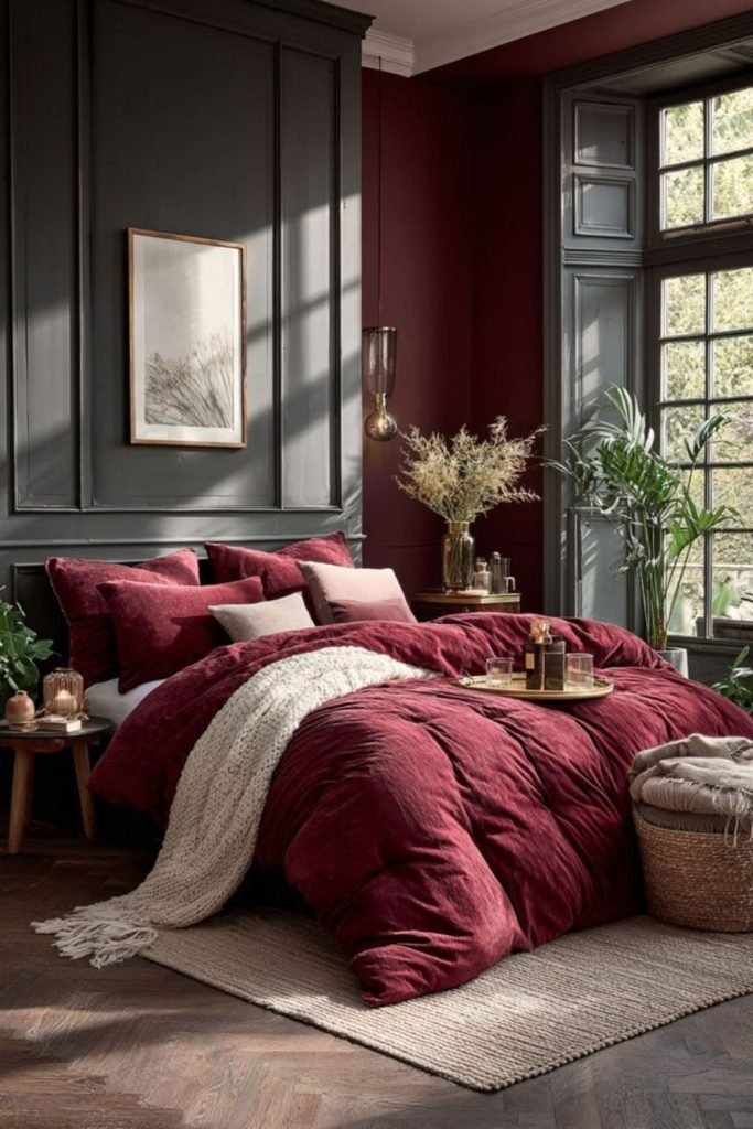 Burgundy Cottage Bedroom