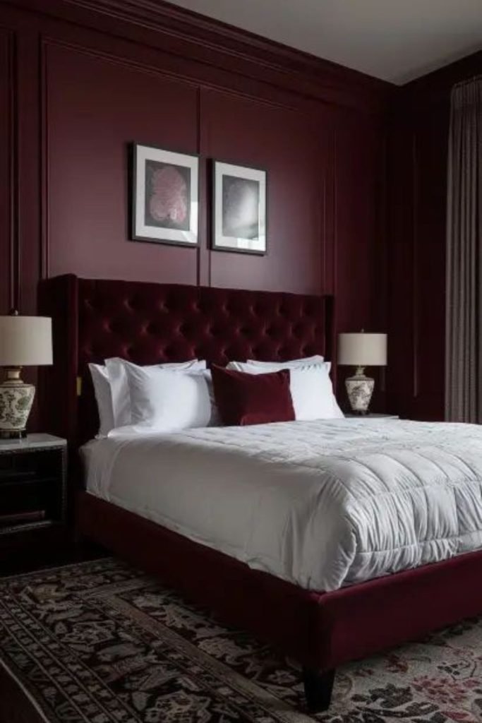 Burgundy Minimalist Bedroom