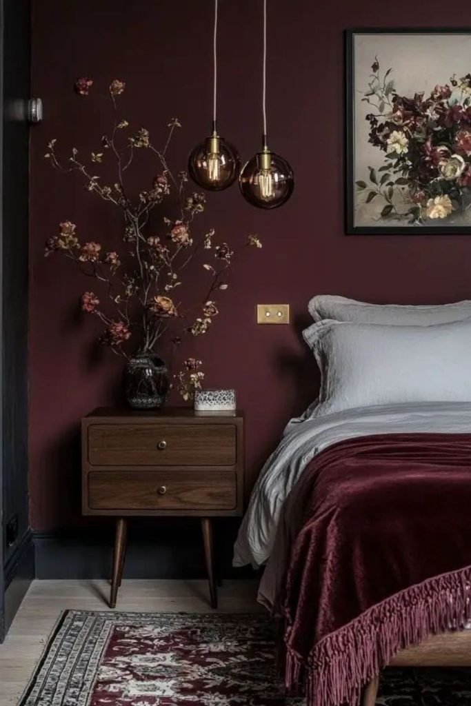 Burgundy Rustic Bedroom