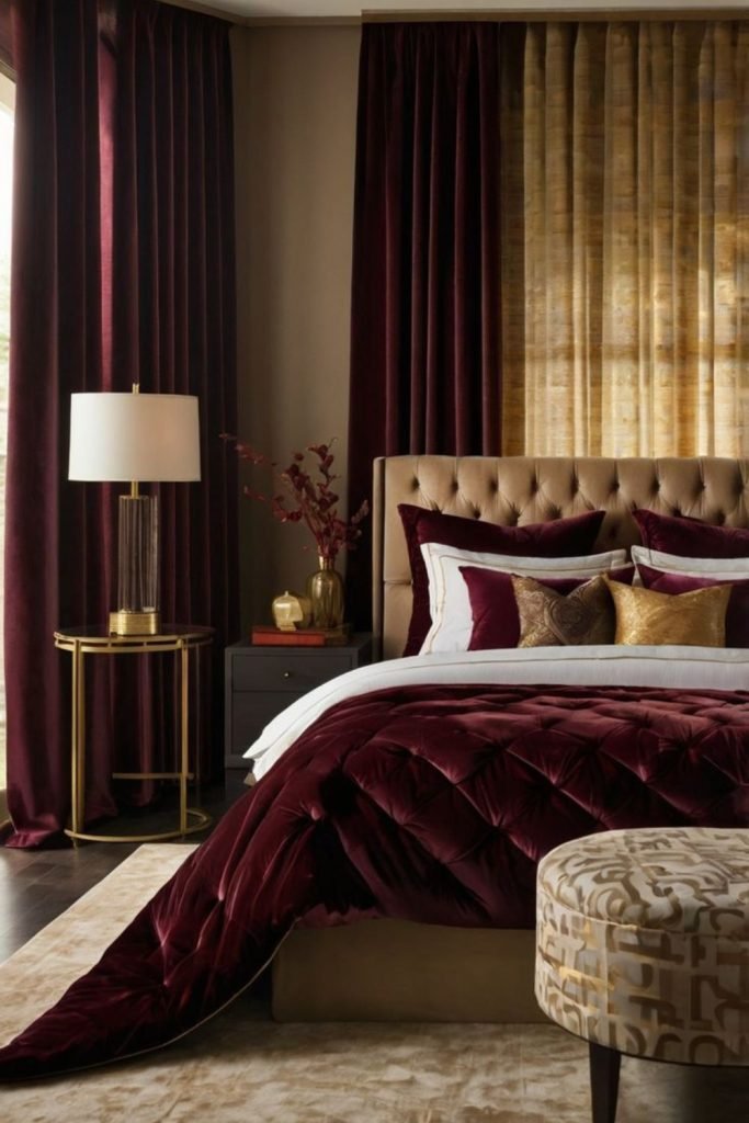 Burgundy Velvet Bedroom