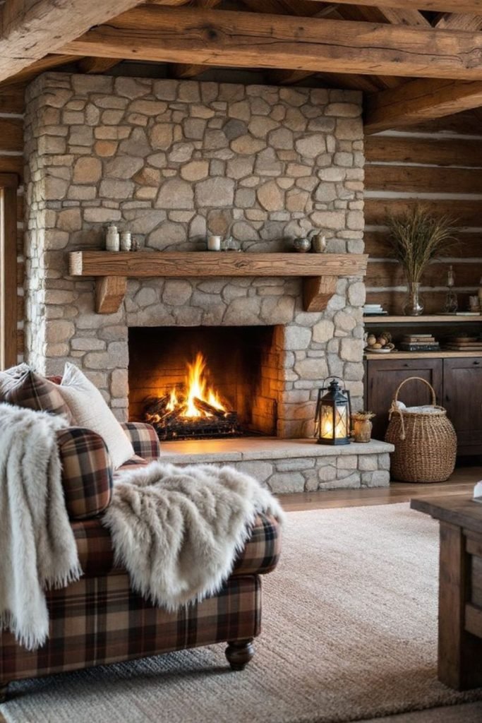 Clay Stone Fireplace