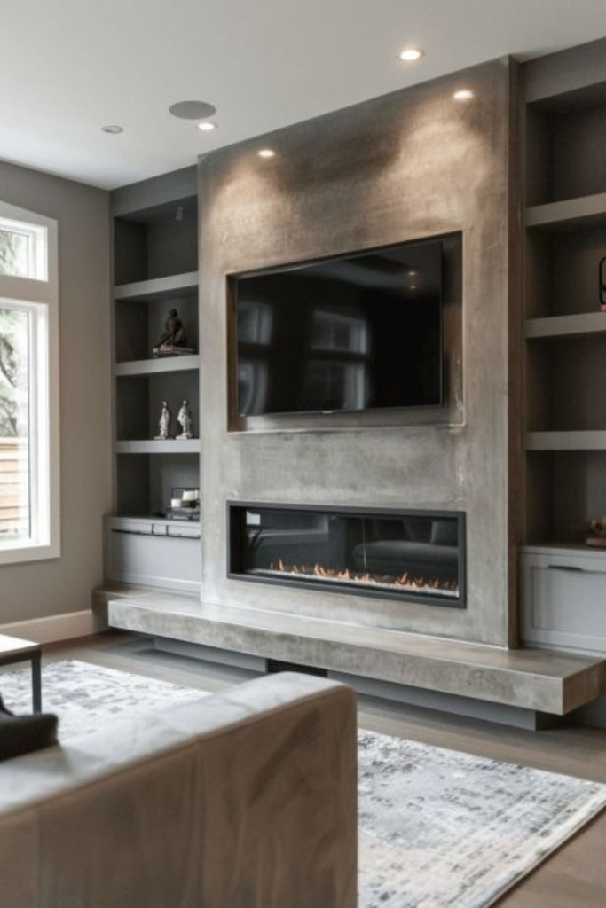 Concrete Fireplace Wall