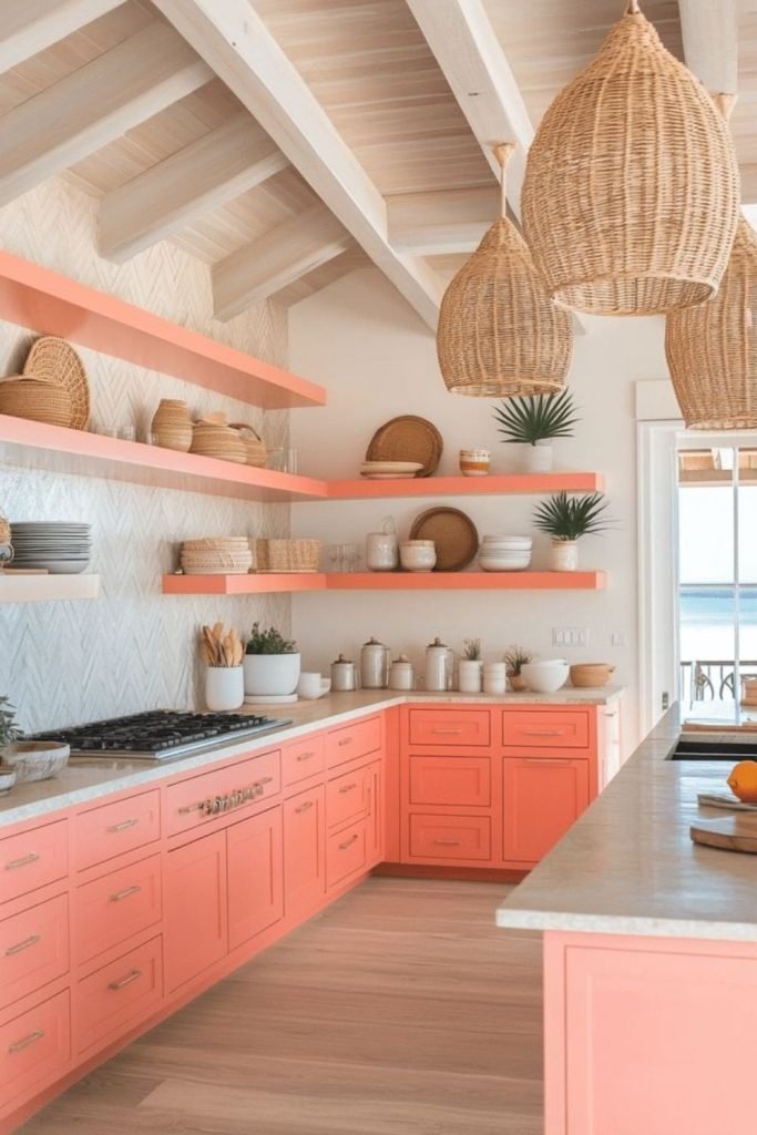 Coral Pink Cabinets