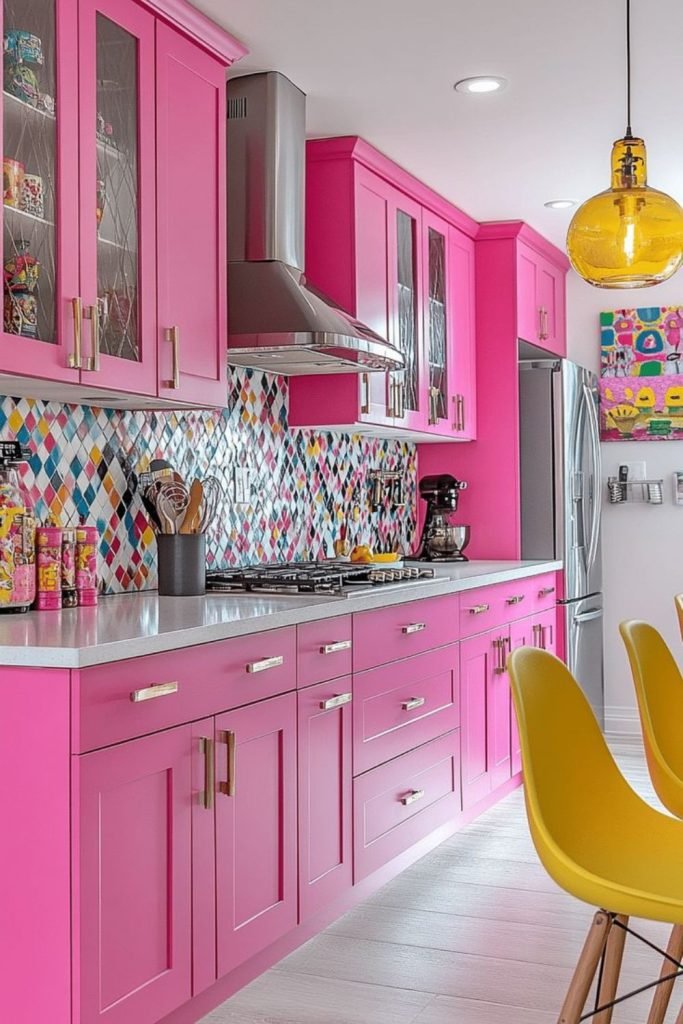 Coral Pink Cabinets
