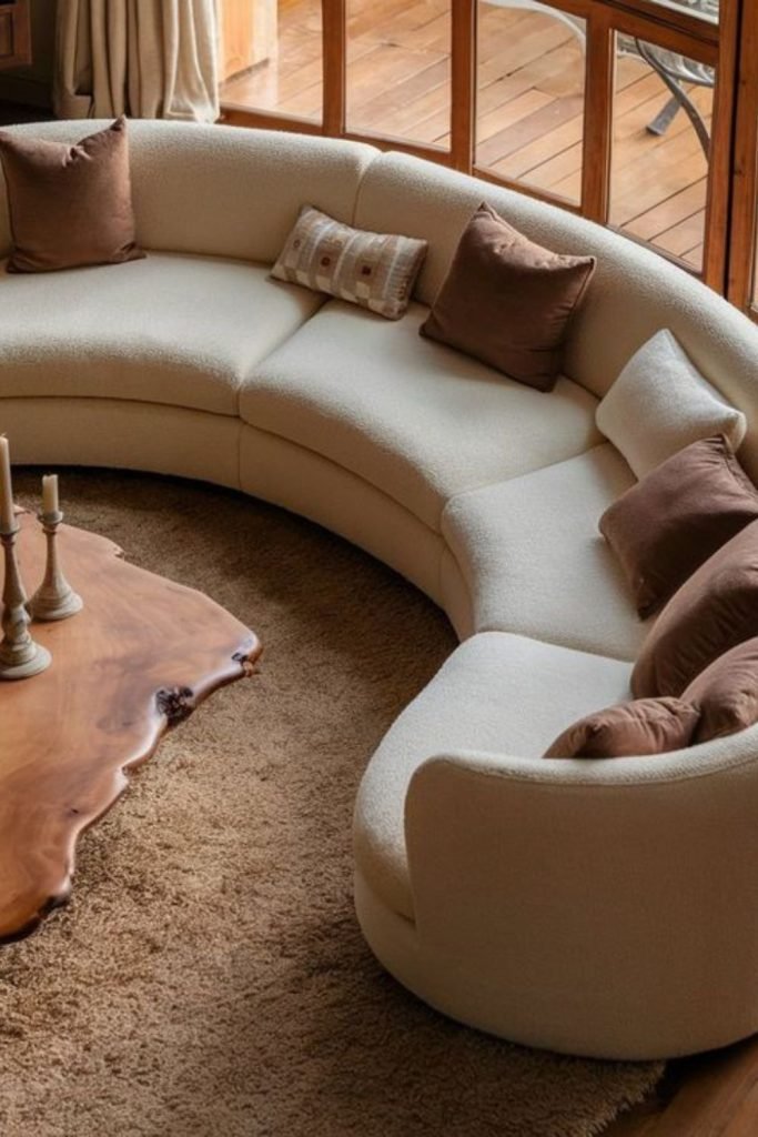 Curved Velvet Sofa