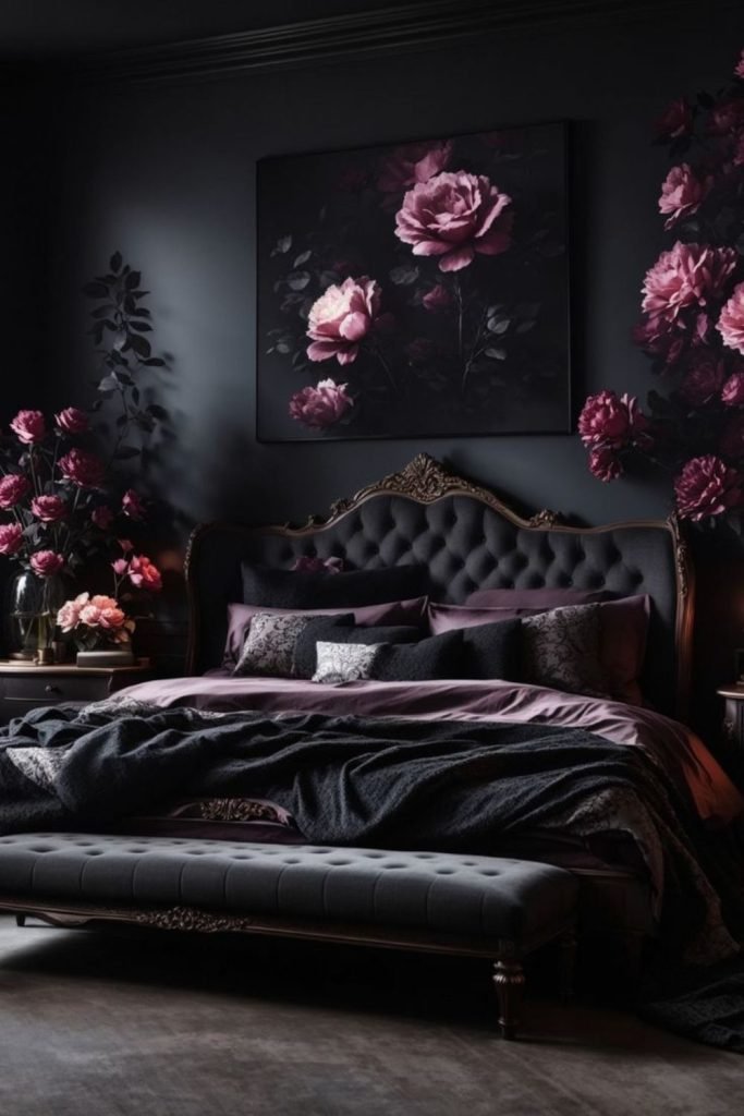 Dark Floral Bedroom