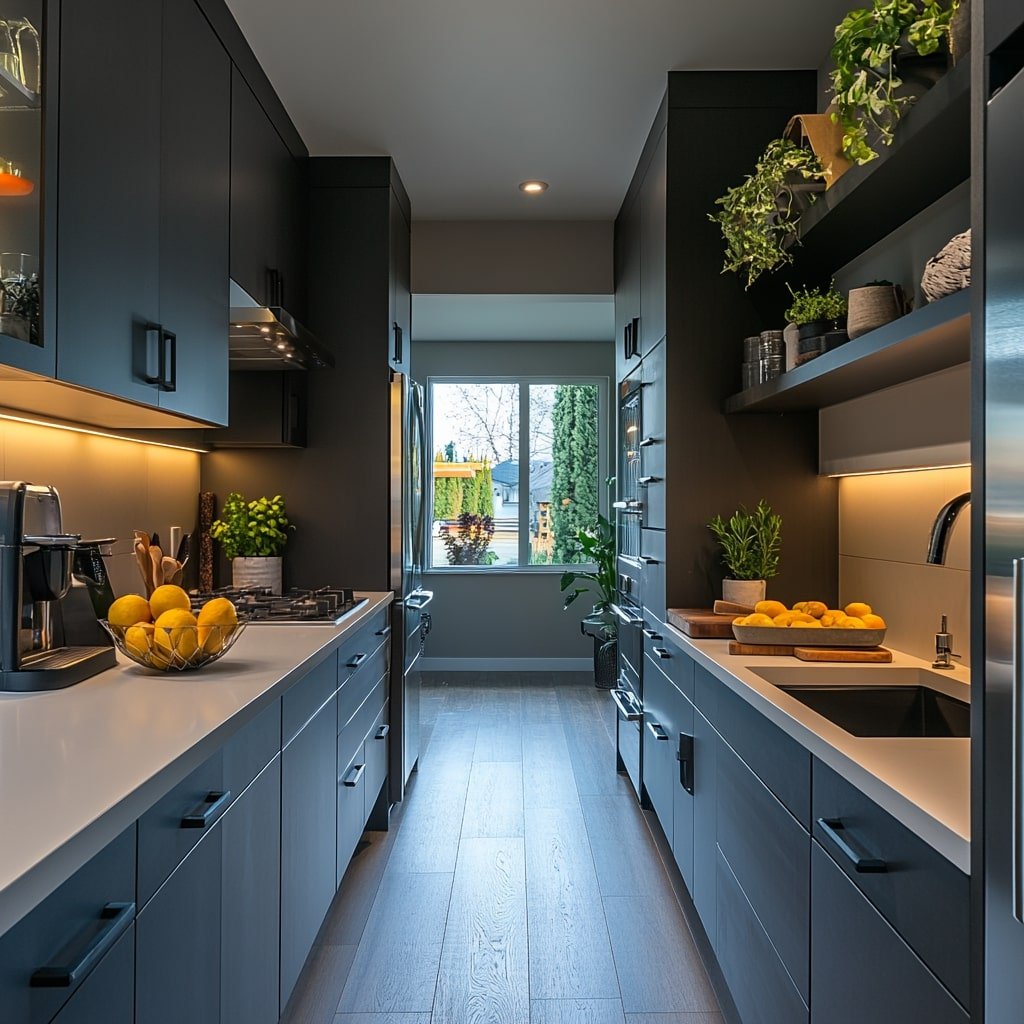 Dark Galley Kitchen
