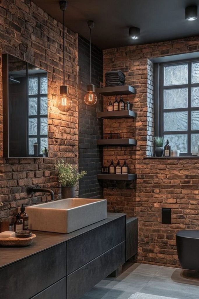 Exposed Brick Bathroom