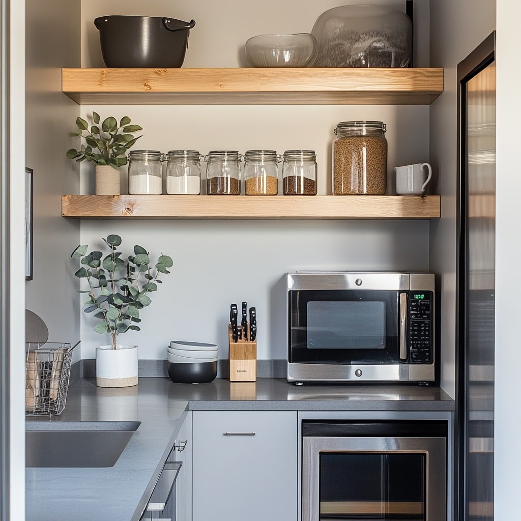 Floating Pantry Shelves