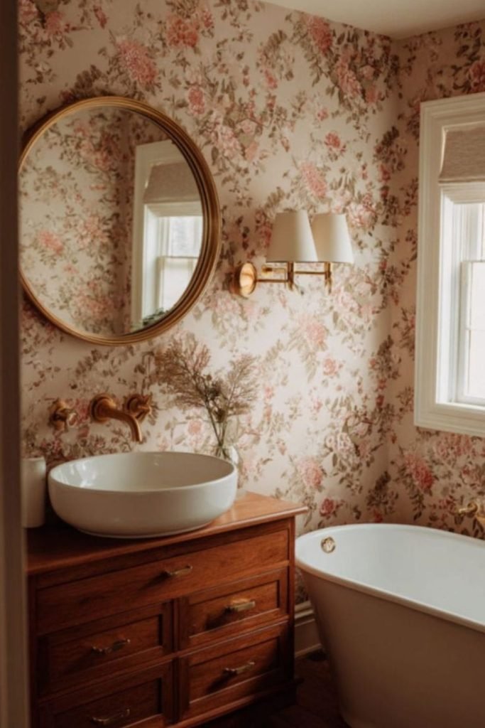 Floral Wallpaper Bathroom