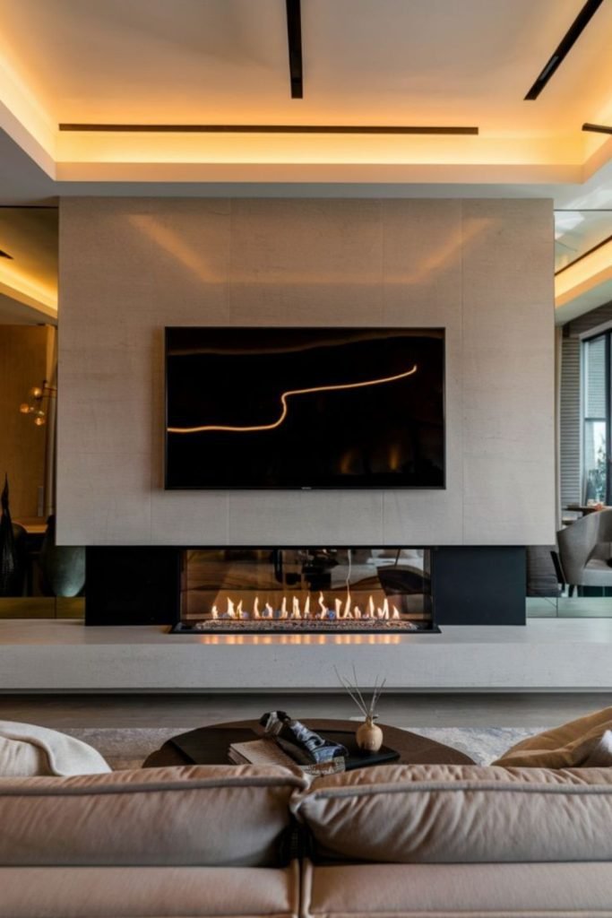 Glass Fireplace Wall