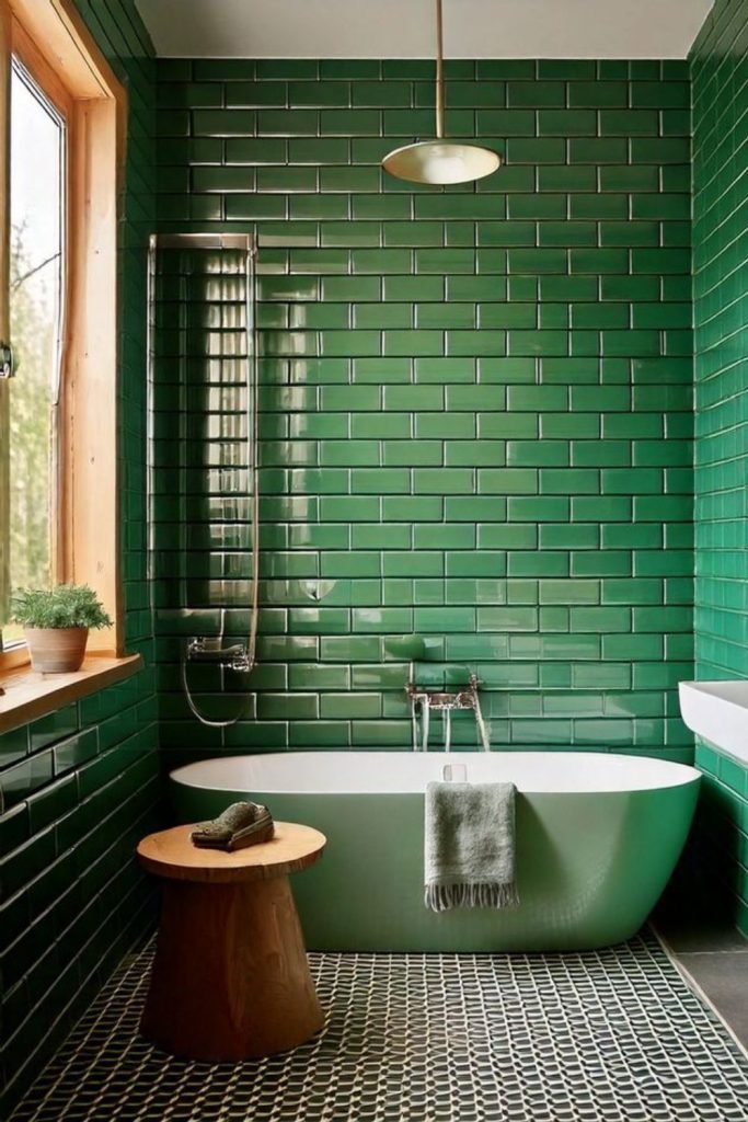 Green Bathroom Nook