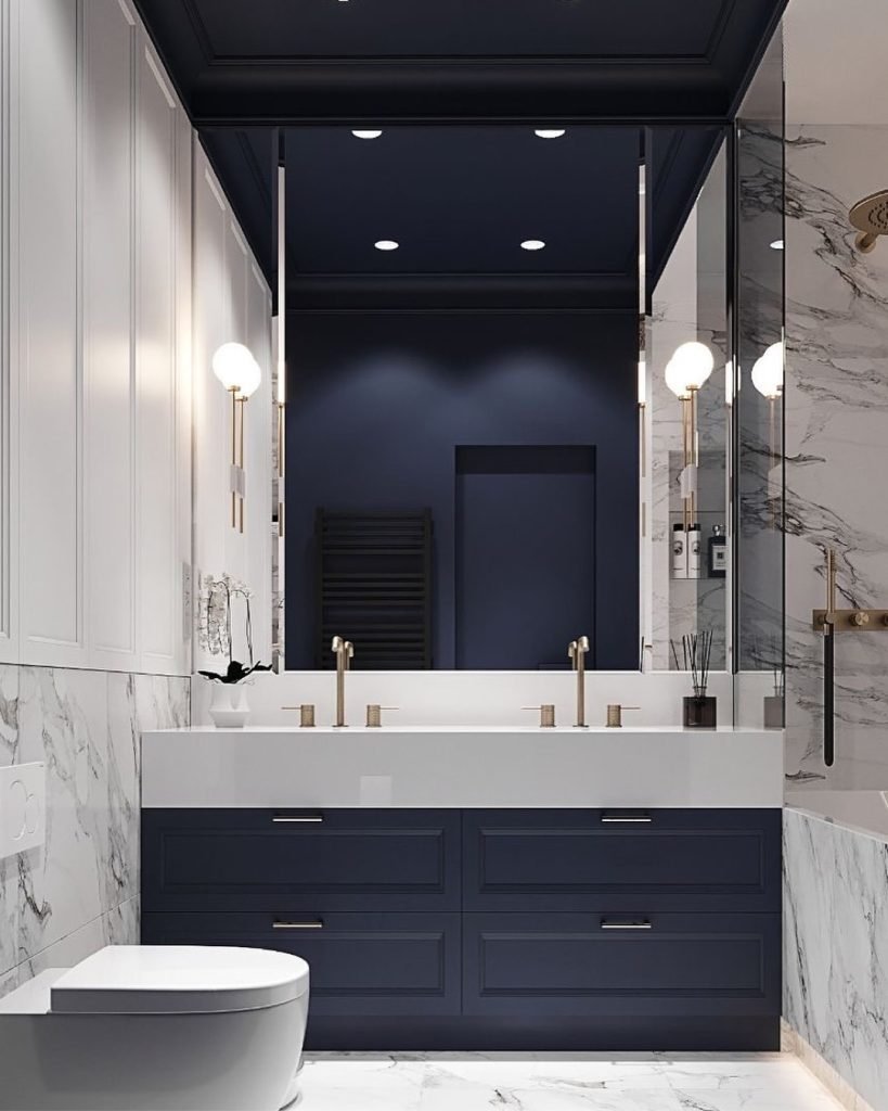 Marble Navy Bathroom