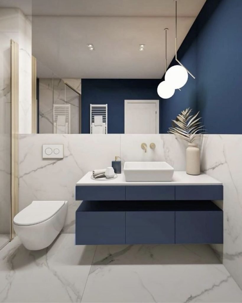 Navy Minimalist Bathroom