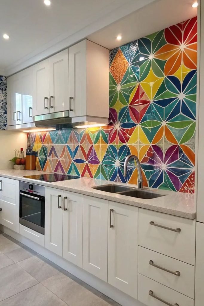 Neon Tile Backsplash