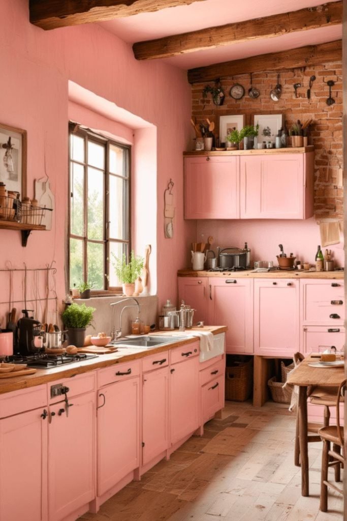 Pink Rustic Cabinets