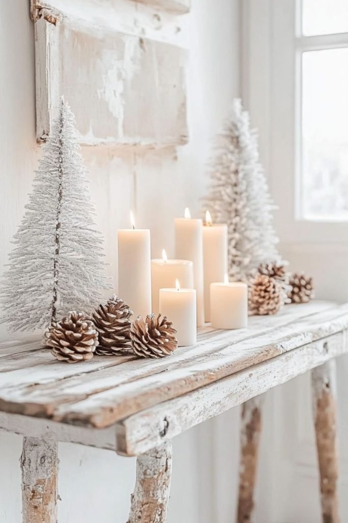 Snowy Candle Display