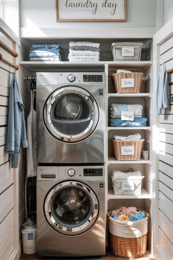 Stacked Laundry Baskets