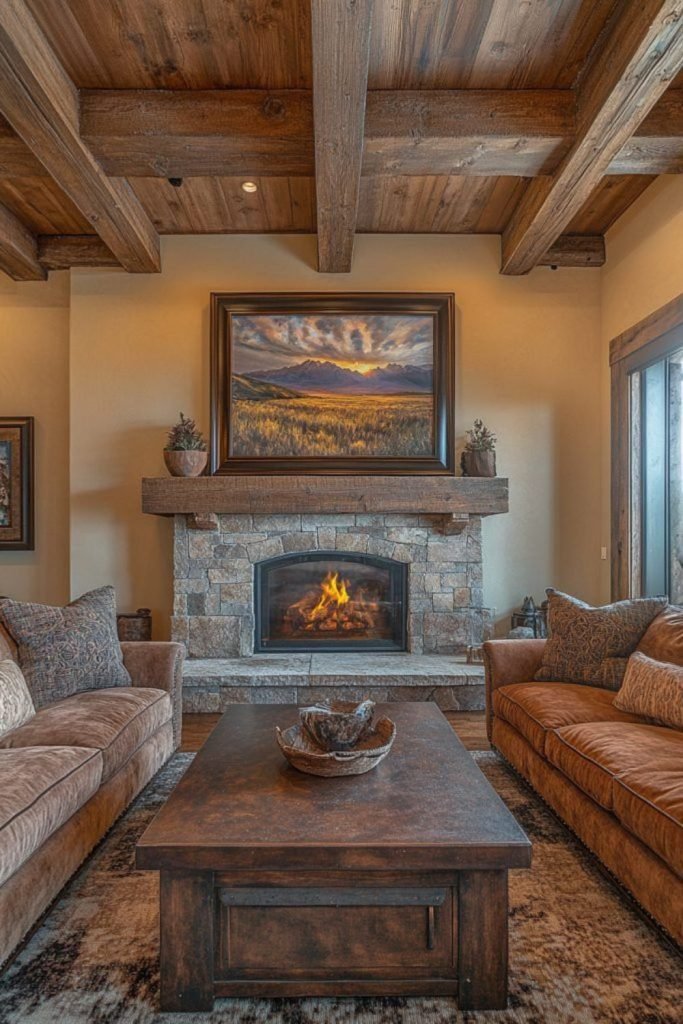 Stone Fireplace Living