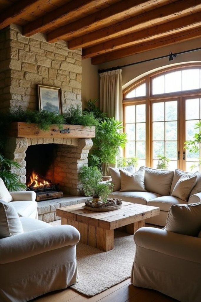 Stone Fireplace Setting