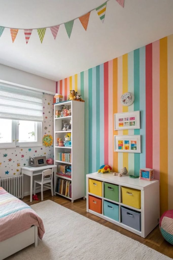 Striped Wall Bedroom