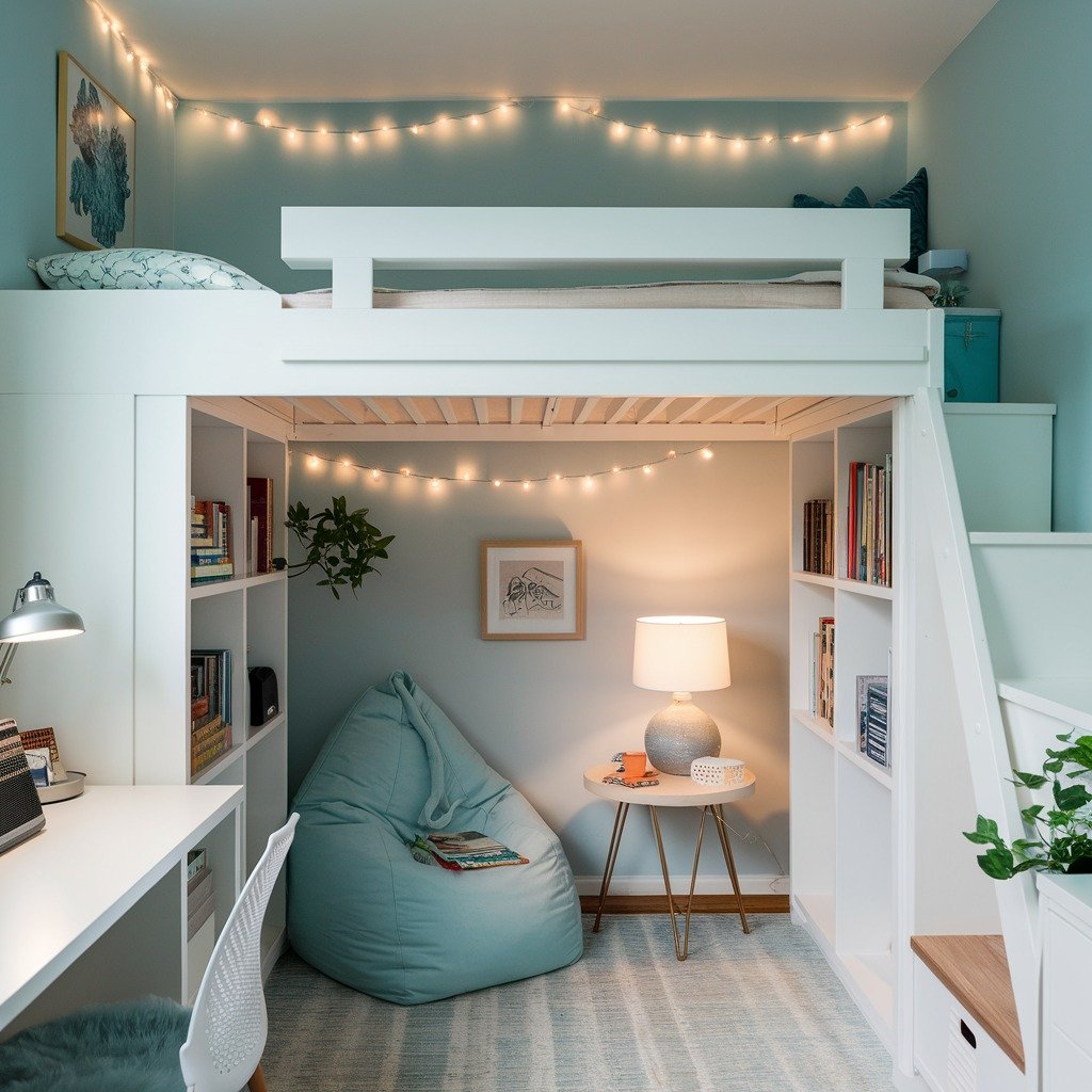Turquoise Loft Bedroom
