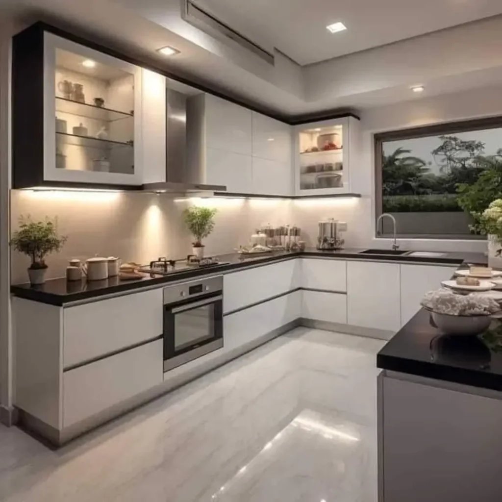 White L-Shaped Kitchen