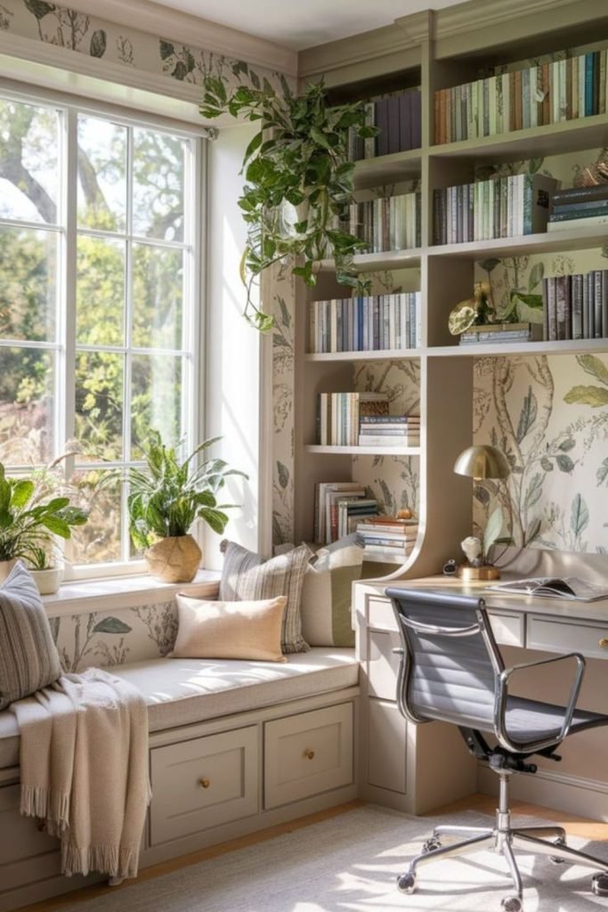 Wood Desk Window Nook