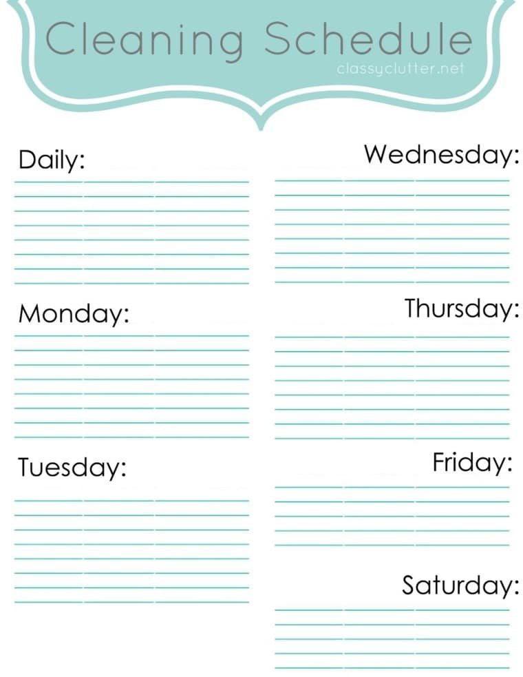 Cleaning Schedule