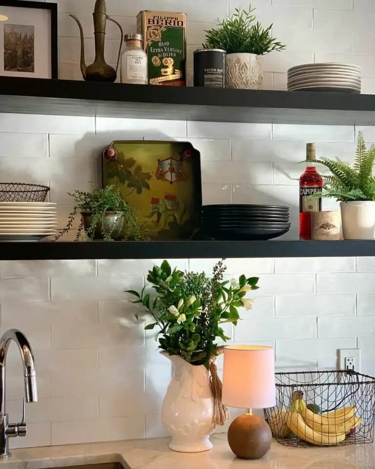 Dark Kitchen Shelves