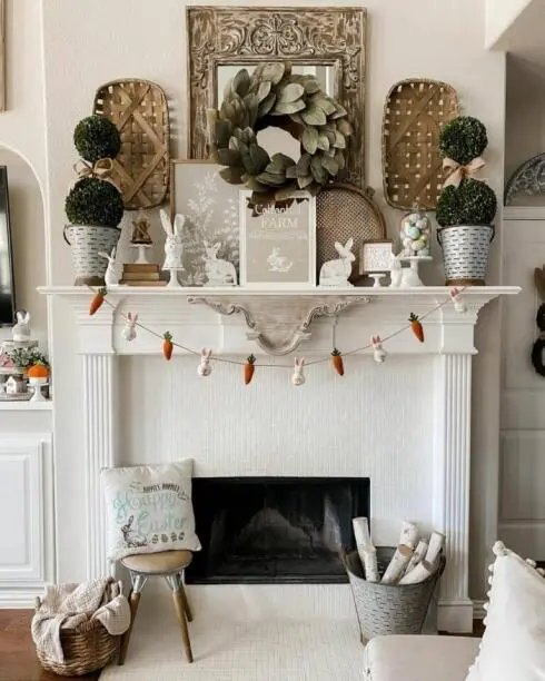 Farmhouse Easter Mantel