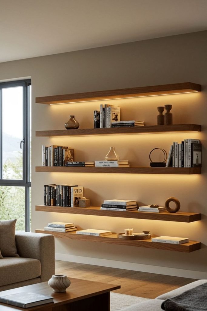 Floating Wood Shelves
