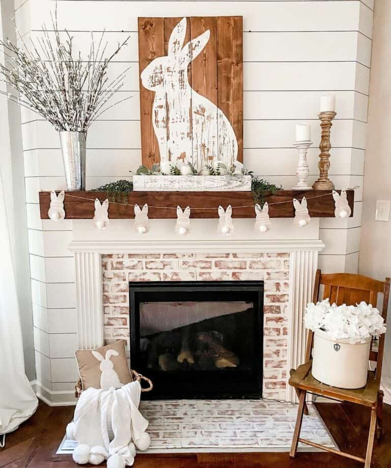 Painted Brick Mantel