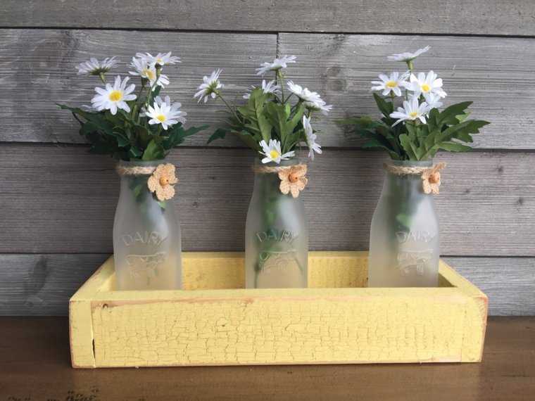 Painted Milk Bottle Vases