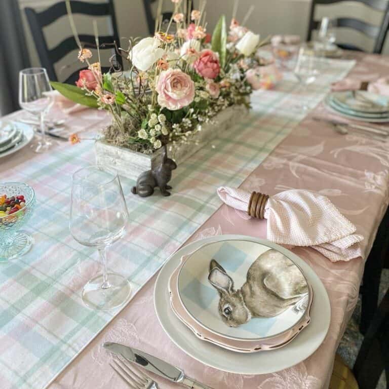 Pink Green Tablecloth