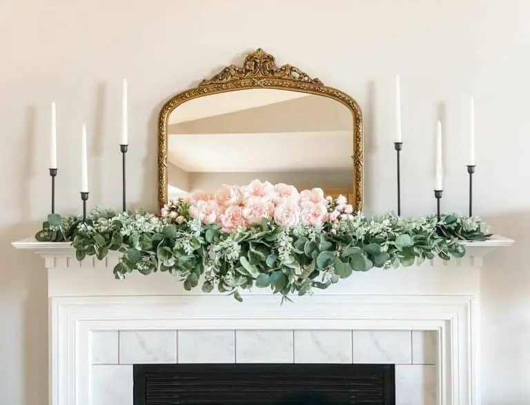 Pink Peony Mantel