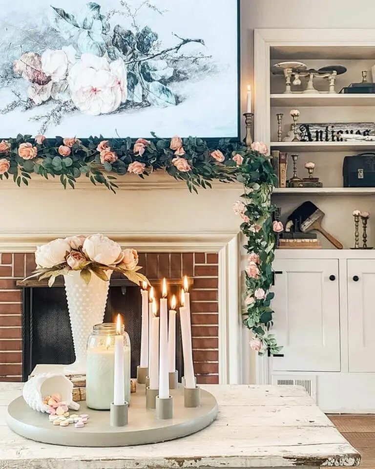 Pink Rose Mantel Garland