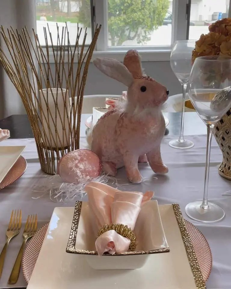 Pink Velvet Bunny Centerpiece