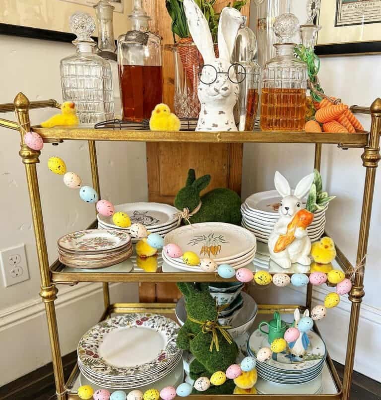 Vintage Bar Cart Setup
