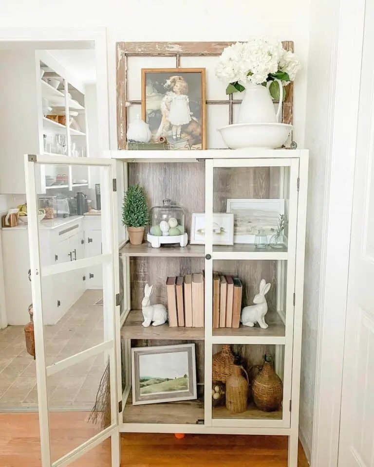 White Cabinet Bunny Display