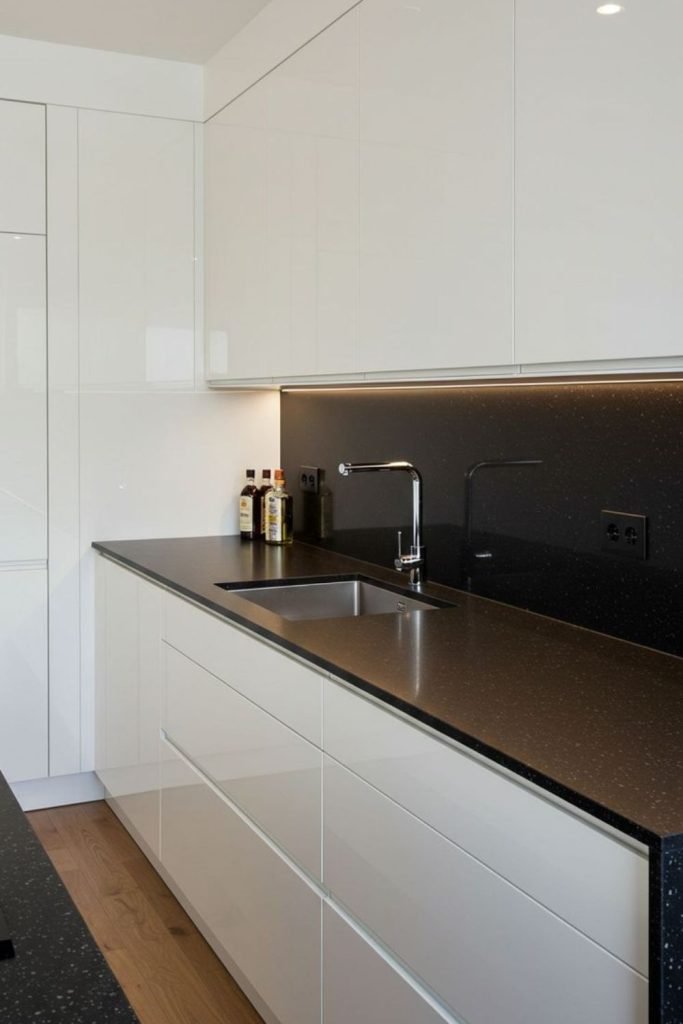 White Cabinets Black Stone