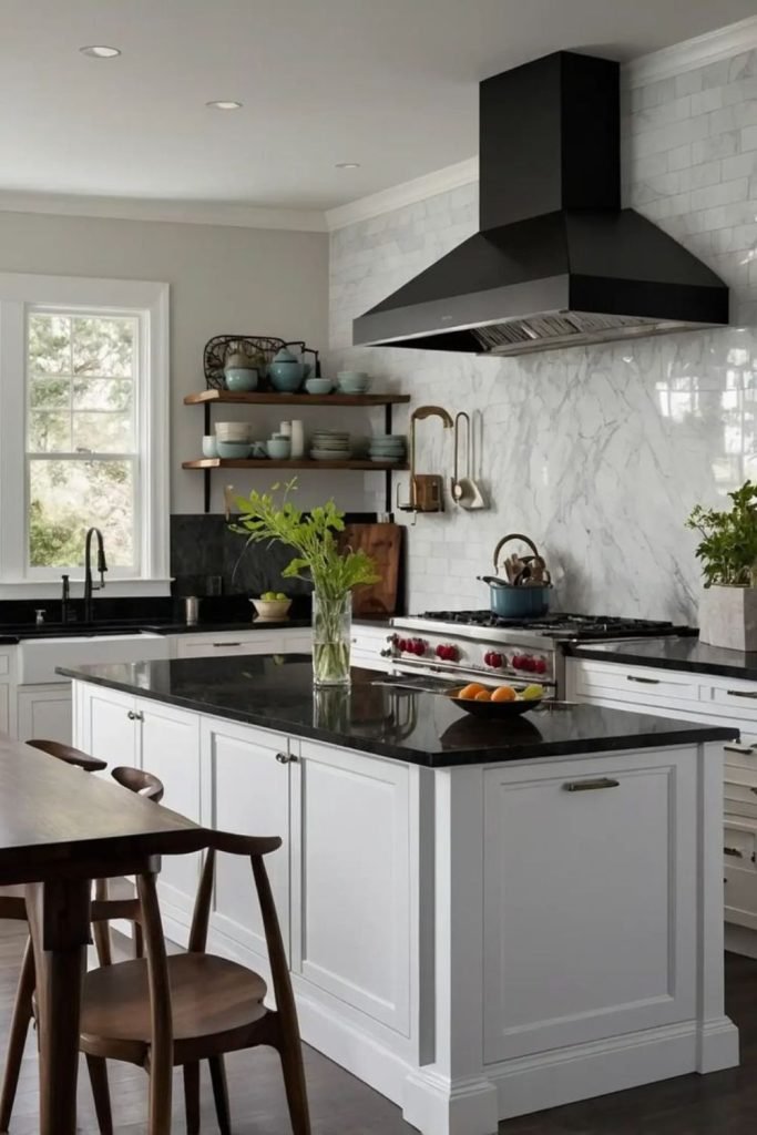 White Cabinets Black Stone
