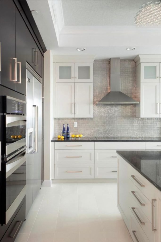 White Cabinets Dark Stone