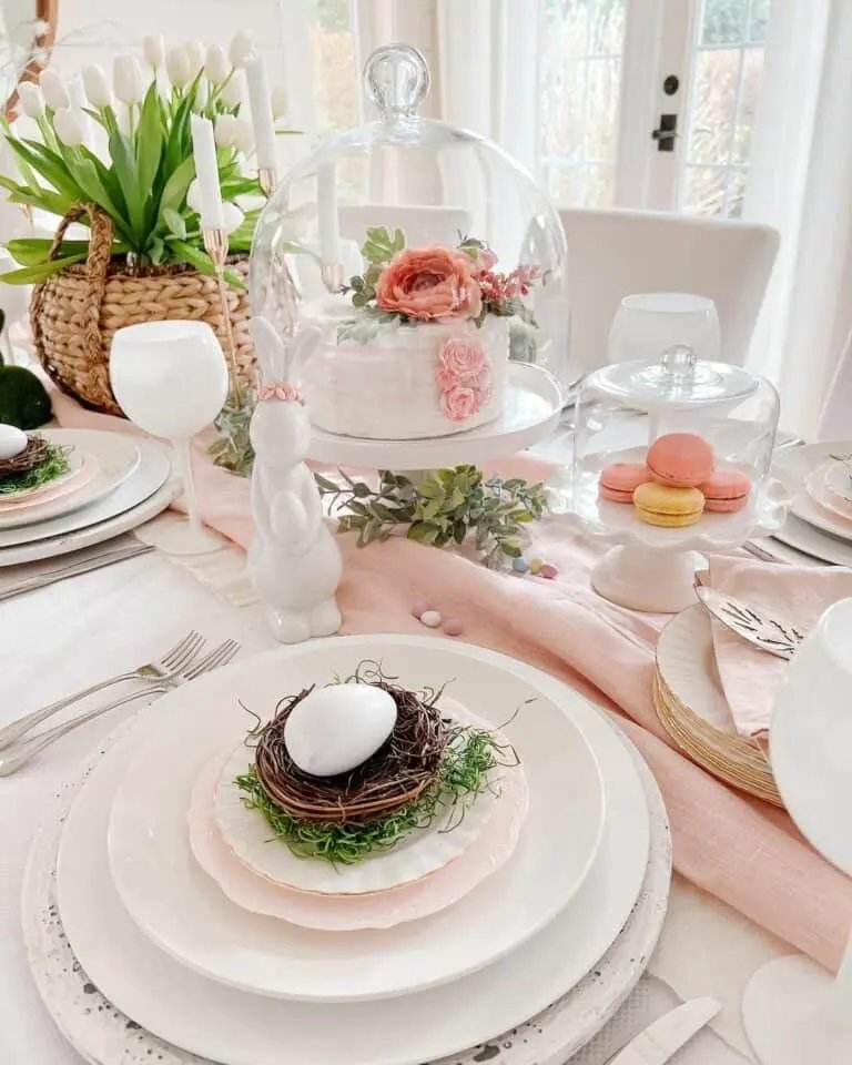 White Pink Easter Table