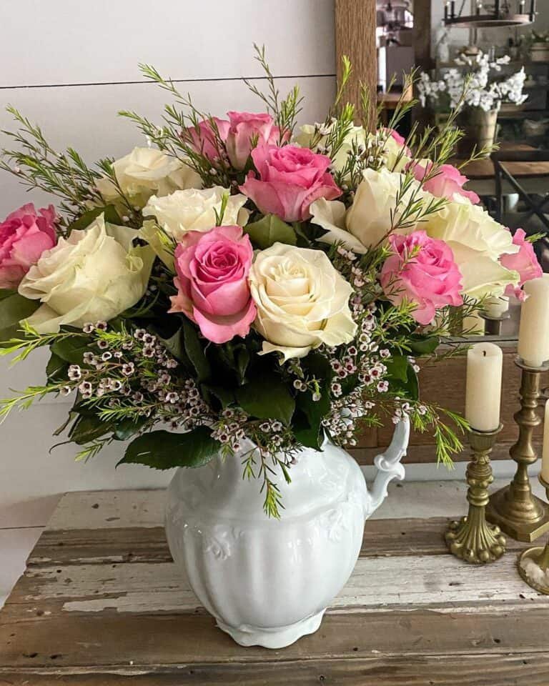 White Pitcher Arrangement