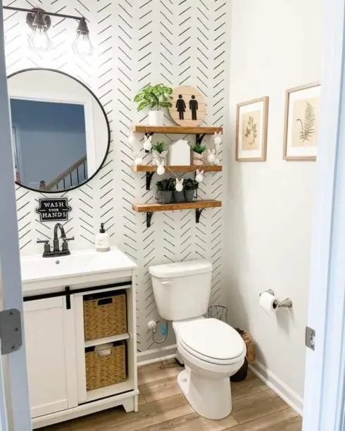 Wood Metal Toilet Shelves