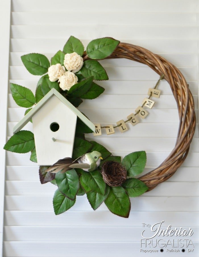 Birdhouse Fabric Wreath